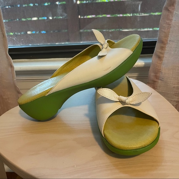 Camper White & Green Slide Heeled Sandals - Picture 2 of 7